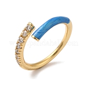 Offene Manschettenringe aus Messing mit Zirkonia in Gestellbeschichtung für Damen RJEW-S407-04G