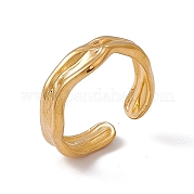 Ion Plating(IP) 304 Stainless Steel Twist Wave Open Cuff Ring for Women RJEW-C045-23G