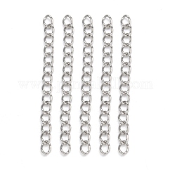 Cadenas con extremos de acero inoxidable 304 resistentes al deslustre, extensión de cadena retorcida, para joyería de tobillera, soldadura, color acero inoxidable, 40x3mm, Enlaces: 4x3x0.5 mm