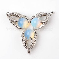 Colgantes de opalita de aleación de garra de águila, Platino, 34~36x22~24x16mm, agujero: 5x8 mm