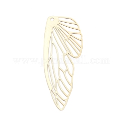Rack placage laiton gros pendentifs, creux, breloques d'ailes, Sans cadmium & sans nickel & sans plomb, or clair, 51x20x0.3mm, Trou: 1.6mm
