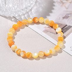 Braccialetti elasticizzati con perline rotonde di conchiglia gialla naturale da 6 mm&nbsp;SH-CBACA76-18B