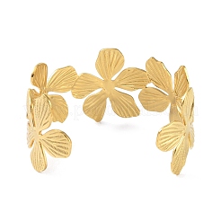 Offene Armreifen aus Edelstahl mit Blumenmotiv für Frauen&nbsp;BJEW-M313-05G