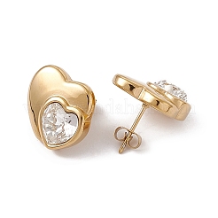 Strass-Doppelherz-Ohrstecker&nbsp;EJEW-L282-12G