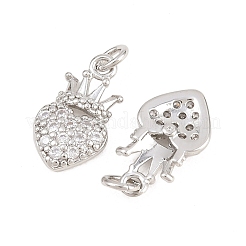 Pendentifs en laiton micro pavé de zircone cubique transparent pour la saint-valentin&nbsp;KK-A298-08P