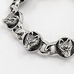 Gioielli retrò alla moda braccialetti lupo in acciaio inossidabile 304 per uomo&nbsp;BJEW-L045-47