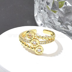 Messing Micro Pave klare Manschettenringe aus Zirkonia&nbsp;LS-RJEW-M029-02G