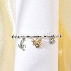 Bracelets à breloques en laiton micro pavé en oxyde de zirconium transparent pour femmes&nbsp;BJEW-Z089-04G