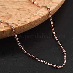 2 mm dicke Satellitenkettenhalsketten aus Messing für Damen&nbsp;NJEW-D302-49RG