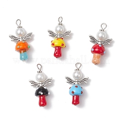 Perline di lampwork fatte a mano con pendenti di perle di vetro rotonde&nbsp;PALLOY-MZ00696
