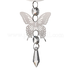Moulin à vent papillon 201 en acier inoxydable 3d avec pendentif en verre&nbsp;HJEW-E011-01P-01