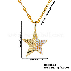 Collares elegantes y con estilo de latón brillante con colgante de estrella de circonita cúbica transparente para mujer&nbsp;BI4954-1