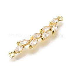 Messing Pavé klare Zirkonia Blatt Glieder Verbinder Charms&nbsp;KK-Z156-15G
