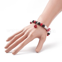 Braccialetto elasticizzato con perline rotonde in pietra mista naturale e sintetica&nbsp;BJEW-TA00185