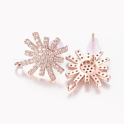 Fornituras de latón micro pave zirconia pendiente del perno prisionero&nbsp;ZIRC-E132-17RG