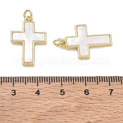 Pendentifs en laiton plaqué et coquillage blanc&nbsp;SH-CBA6629-34G