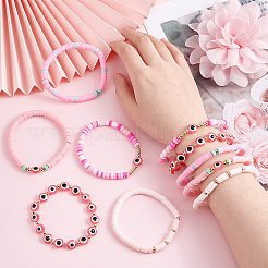 10 Stück 2 Stil Fimo Heishi Perlen Stretch Armbänder Set&nbsp;BJEW-PH0001-01
