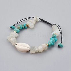 Bracciali con pietre intrecciate naturali / sintetiche miste e pietre di luna bianca&nbsp;BJEW-JB04080