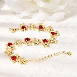 Bracelets à maillons en laiton micro pavé de zircones cubiques pour femmes&nbsp;BJEW-D457-01G