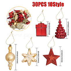 30 Stück 10 Stile Weihnachtsmotiv-Anhänger aus Kunststoff&nbsp;AJEW-GL0001-68