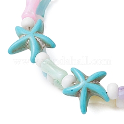 3 bracelet extensible en perles turquoise synthétiques pour femmes&nbsp;BJEW-JB11945
