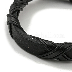 Verstellbare Armbänder aus PU-Leder und gewachster geflochtener Kordel&nbsp;BJEW-F468-15
