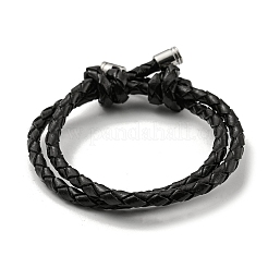 Cordons de cuir réglables tressés bracelets multi-brins double couche&nbsp;BJEW-F468-01