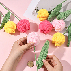 9 Stück 3 Farben Polyester mit Eisendraht künstliche Tulpenblume&nbsp;AJEW-SC0031-42A