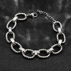 Ovale Gliederkettenarmbänder aus 304 Edelstahl für Damen&nbsp;X-BJEW-R021-09P