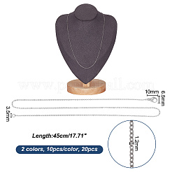 Juego de 20 collar de cadena de cable de acero inoxidable 304 de 2 colores&nbsp;NJEW-UN0001-42