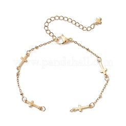 2 set di braccialetti con catena a maglie incrociate in acciaio inossidabile 304 da 2 colori&nbsp;AJEW-JB01380