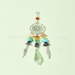 Chakra-Anhänger aus natürlichen und synthetischen Edelsteinsplittern und Legierungen&nbsp;HJEW-FS00024