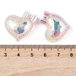 Coeur en résine époxy transparente avec cabochons décodens bowknot&nbsp;CRES-M034-07D