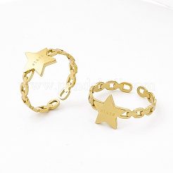 Bague manchette étoile en acier inoxydable 304 avec placage ionique (IP) pour femme&nbsp;RJEW-C060-10G