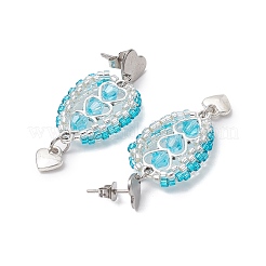 Boucles d'oreilles pendantes en acier inoxydable 304 avec perles de verre bicônes à facettes&nbsp;EJEW-WZ00437-05