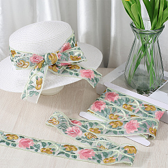 Ruban de bordure florale en organza brodé en polyester de 4.9~5 mètre&nbsp;OCOR-CY0001-15A