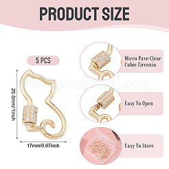 5 Stück Messing Micro Pave klare Zirkonia Schraubkarabiner Verschluss Charms&nbsp;KK-TA0003-18