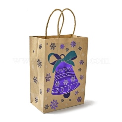 Sacs fourre-tout en papier kraft imprimé bleu sur le thème de Noël avec poignées&nbsp;ABAG-B006-04C