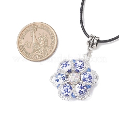Colgante de flor con cuentas de semillas de porcelana azul y blanca hecho a mano&nbsp;NJEW-MZ00141