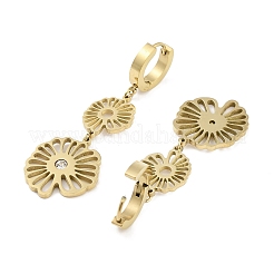Pendientes colgantes de acero inoxidable 304 con flor hueca izquierda y derecha&nbsp;EJEW-L283-089G