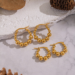Pendientes de aro redondos con cuentas de acero inoxidable 304 para mujer&nbsp;SN2323-3