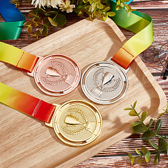 3 Stück Medaille aus Zinklegierung in zwei Farben&nbsp;AJEW-CN0001-33