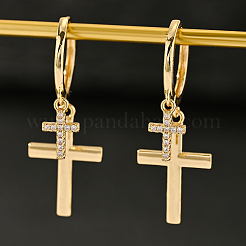 Boucles d'oreilles créoles croisées en laiton et zircone cubique transparent&nbsp;YT3071