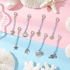 8 pz decorazioni pendenti in lega di zinco con animali marini&nbsp;HJEW-JM03229