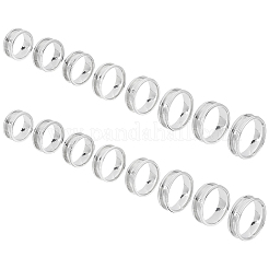 16 Stück 8 Größen 201 Edelstahl geriffelte Fingerringfassungen&nbsp;STAS-UN0041-45