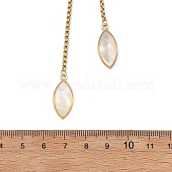 Verstellbare Lariat-Halskette mit geometrischer Quaste aus Messing und naturweißen Muscheln&nbsp;NJEW-JN06259