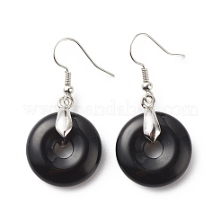 Donut-Ohrringe aus natürlichem Obsidian&nbsp;EJEW-G300-01P-06