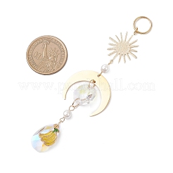 Hängende Sonnenfänger aus Glastropfen und Emaille-Früchten&nbsp;HJEW-JM04490