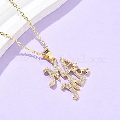 Muttertags-Halsketten aus Messing mit Mikropflaster und klarem Zirkonia-Anhänger für Damen&nbsp;LS-NJEW-Q021-01B-G