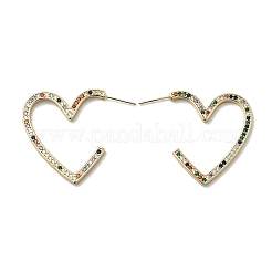 Micro en laiton de coeur pavent zircone cubique boucles d'oreille&nbsp;EJEW-F395-01B